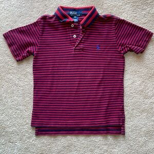 Polo Ralph Lauren Red Navy Striped Short Sleeve Logo Polo Shirt 4/4T Preppy